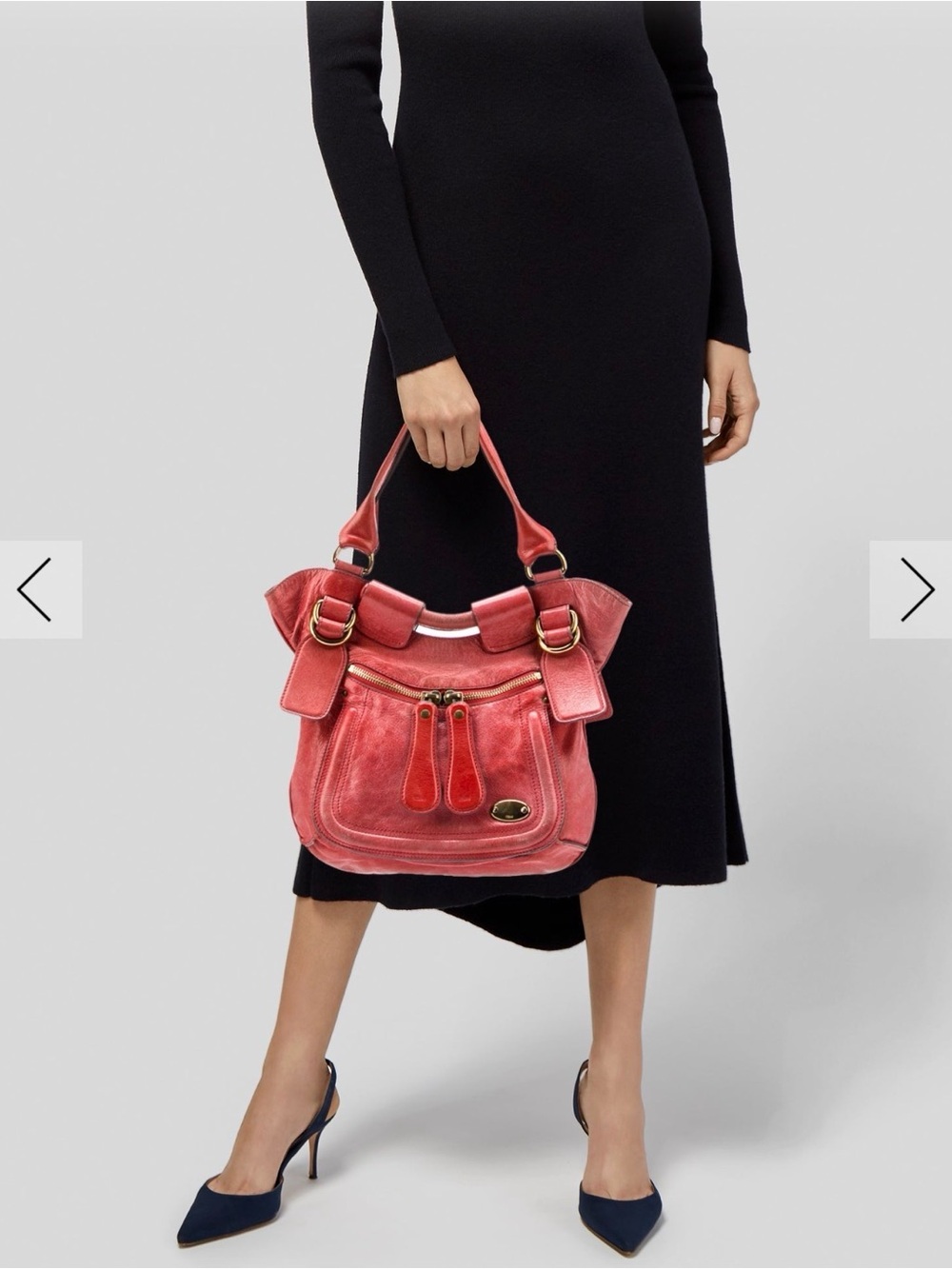 Chloe Vintage Red Leather Shoulder Bag - Picture 2 of 6